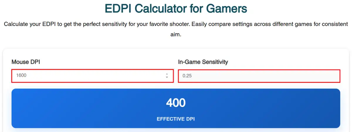 instantly calculate your eDPI