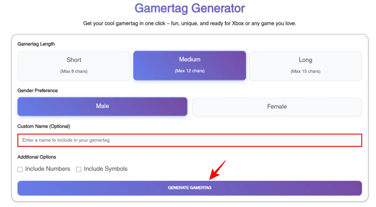GamerTag Generator - gives you a great gamertag instantly