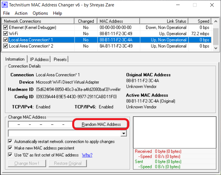 Change Mac Address