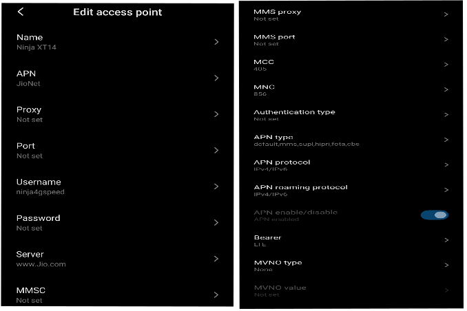 APN setting