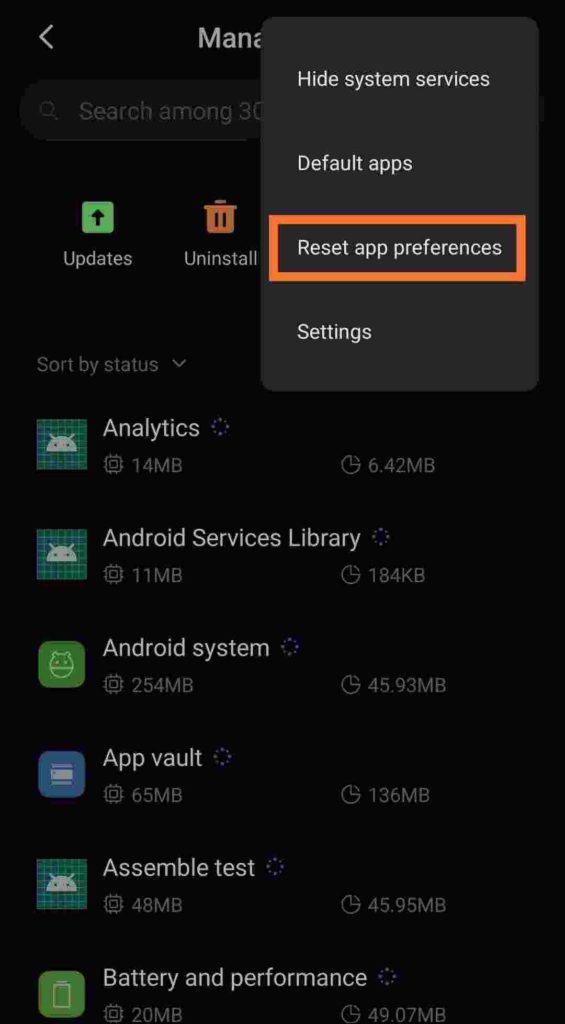 reset app preferences