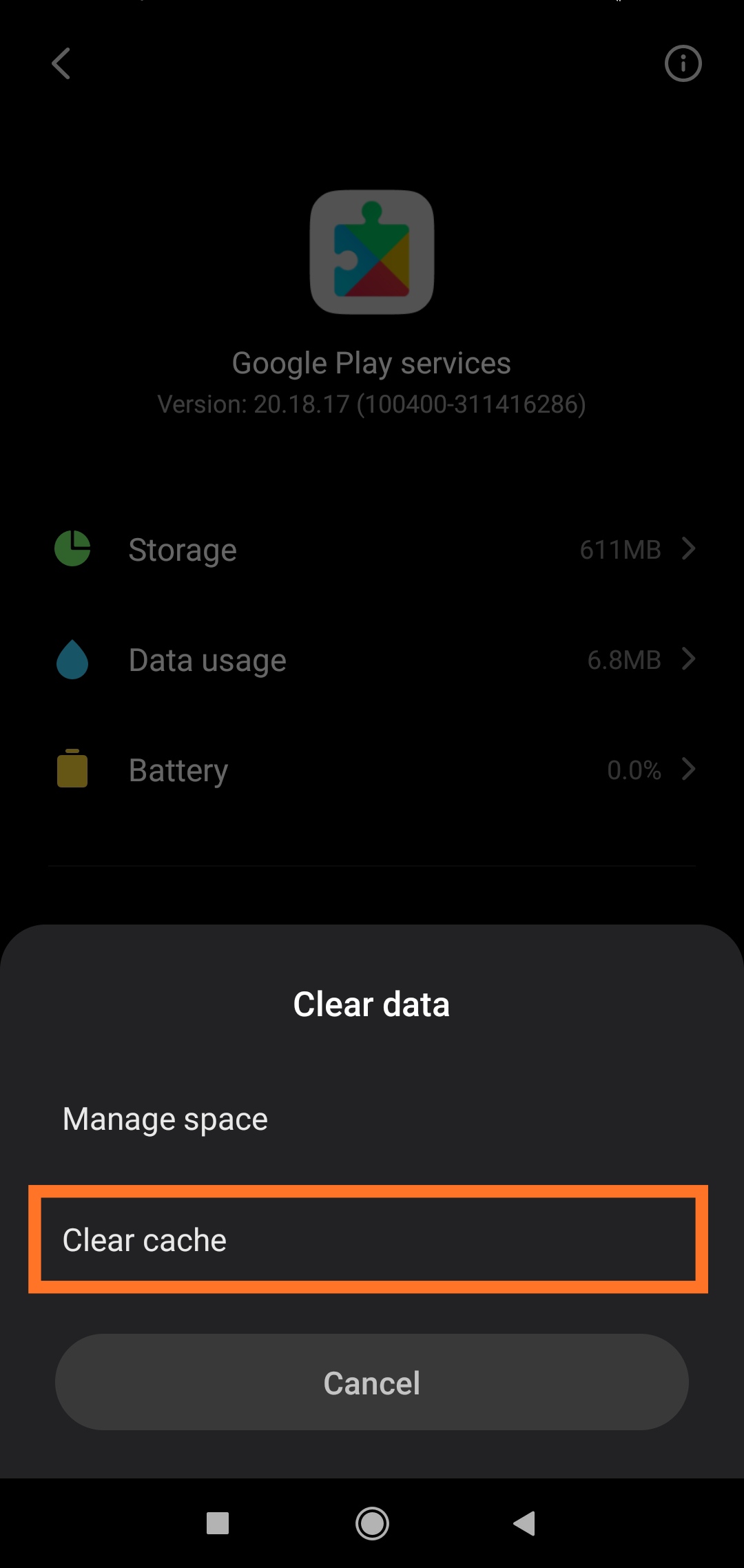 Clear app cache