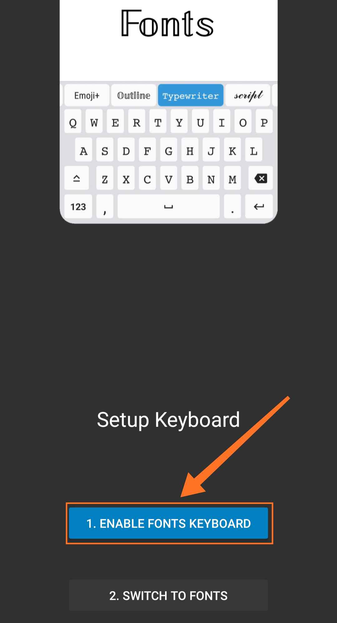Font app with enable fonts keyboard option
