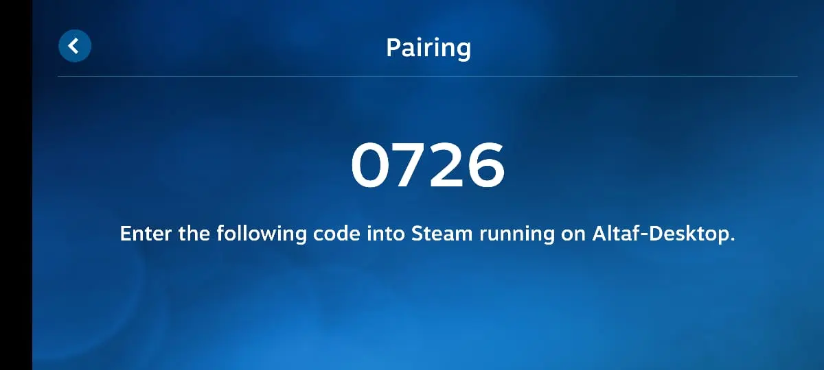 Pairing Code for Steam Link