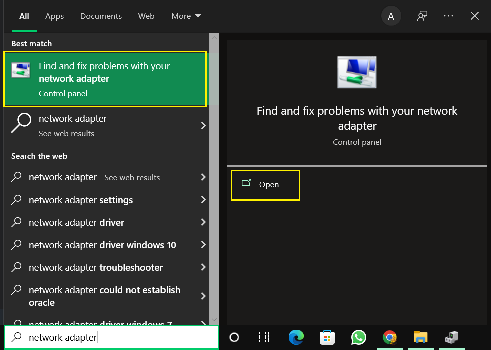 Fix Problemswith your network adapter