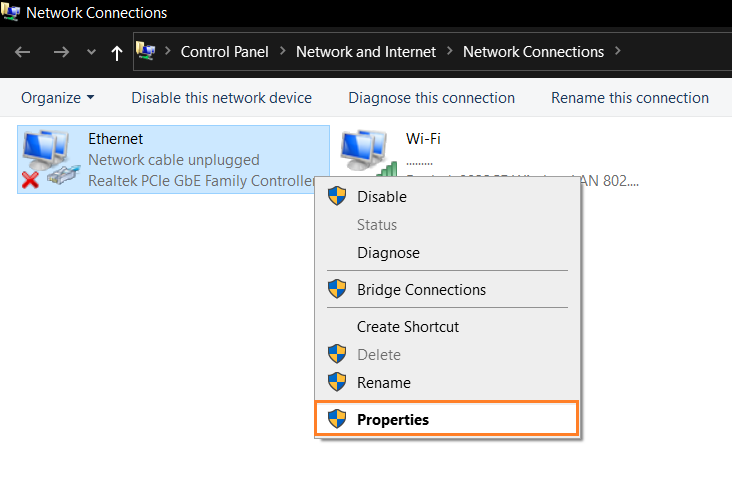Ethernet Properties