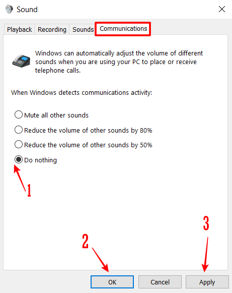 sound setting option