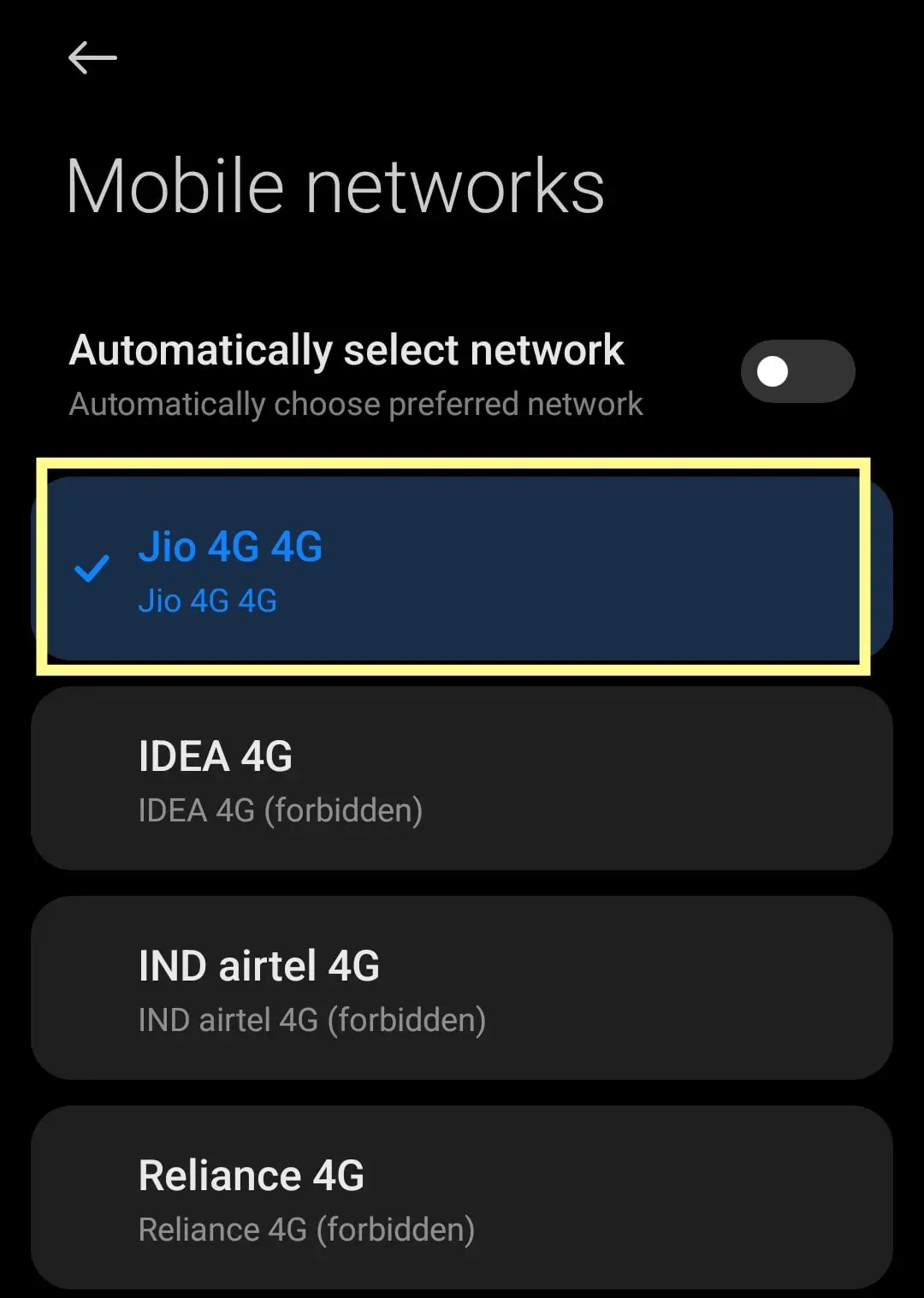 Not Registered On Network Jio