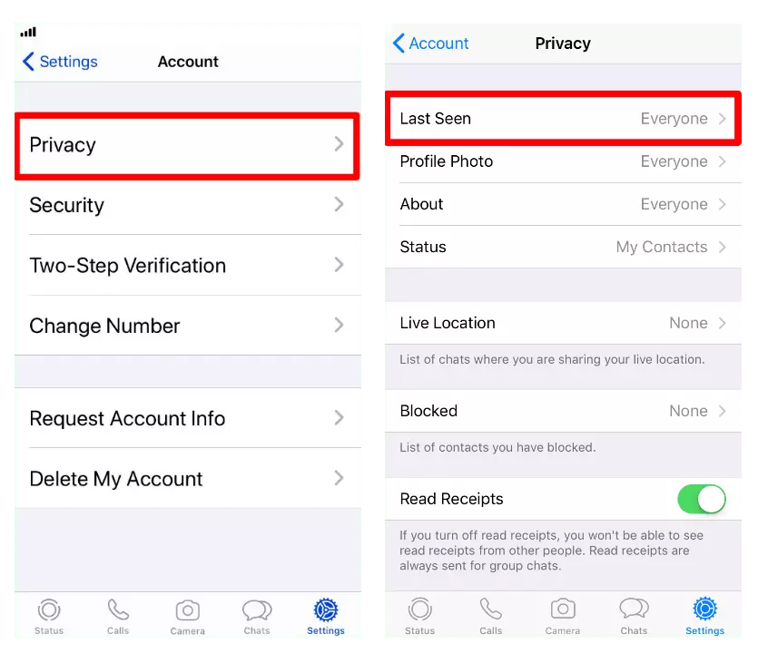 whatsapp privacy setting iphone