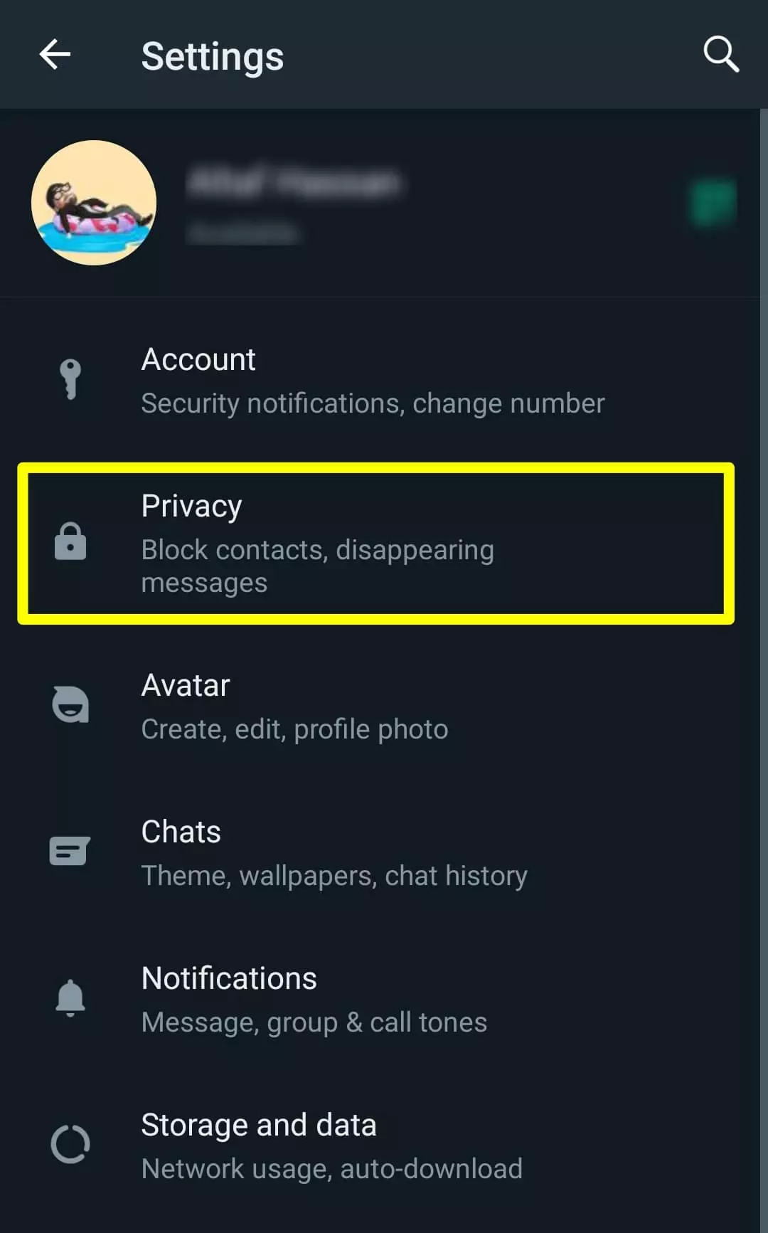 privacy setting whatsapp android