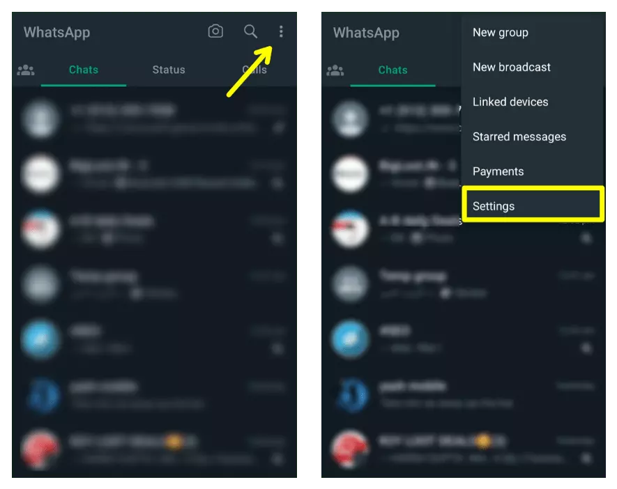 open setting whatsapp android