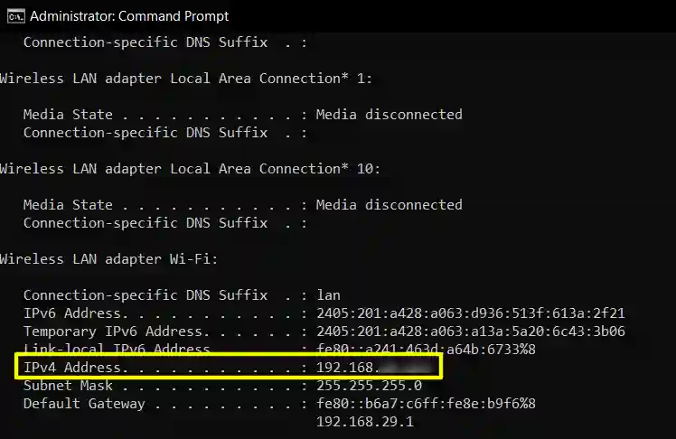 Your PC IP Address