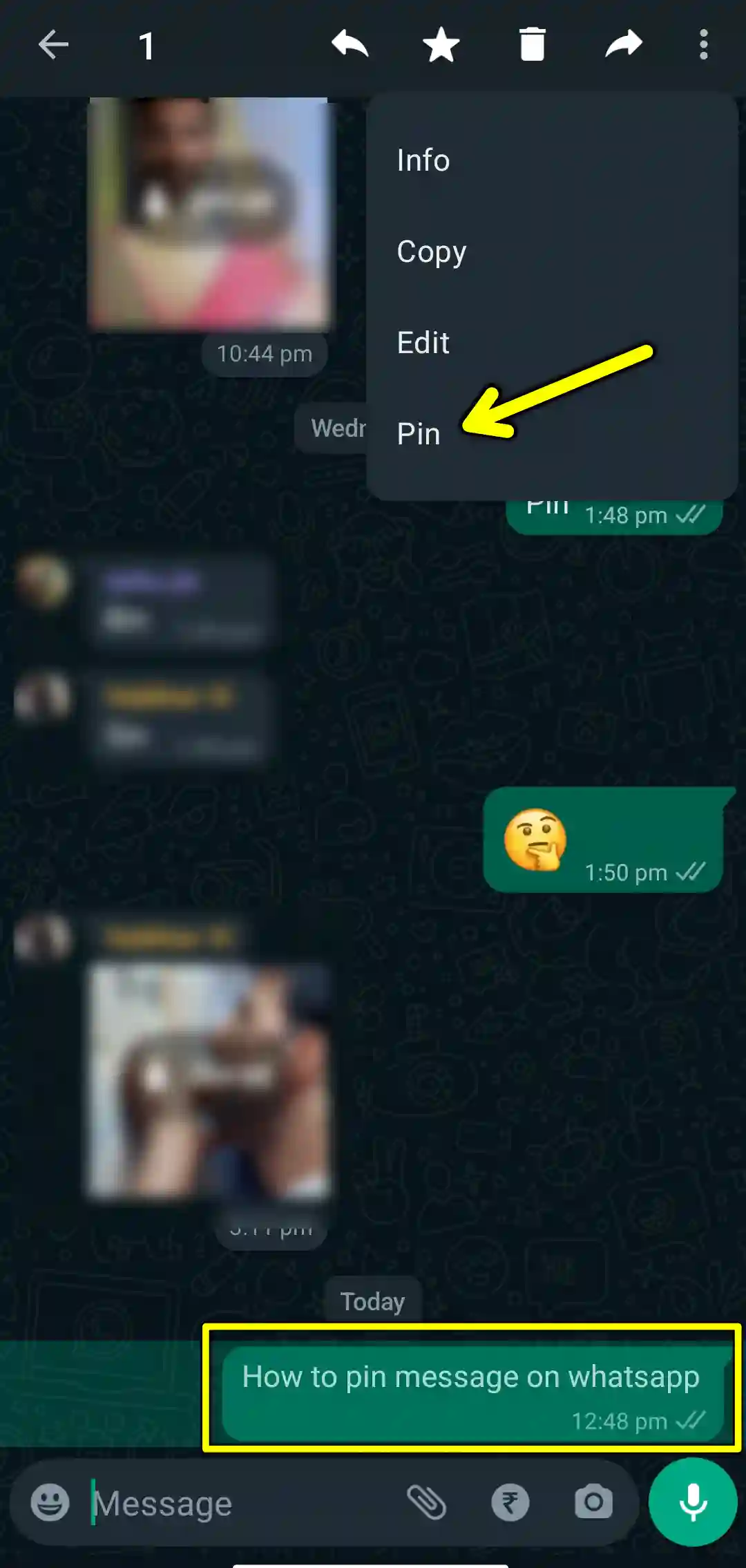 WhatsApp Introduced Pin Message Feature