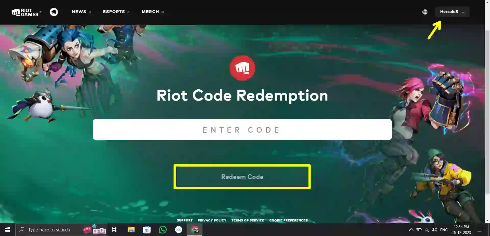riot gift codes redemption page