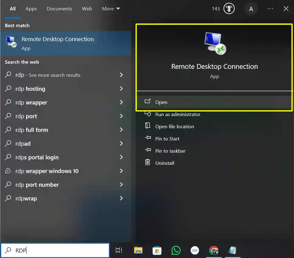 Remote Desktop Connection tool