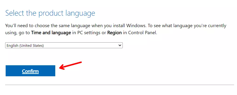 Choose windows product language