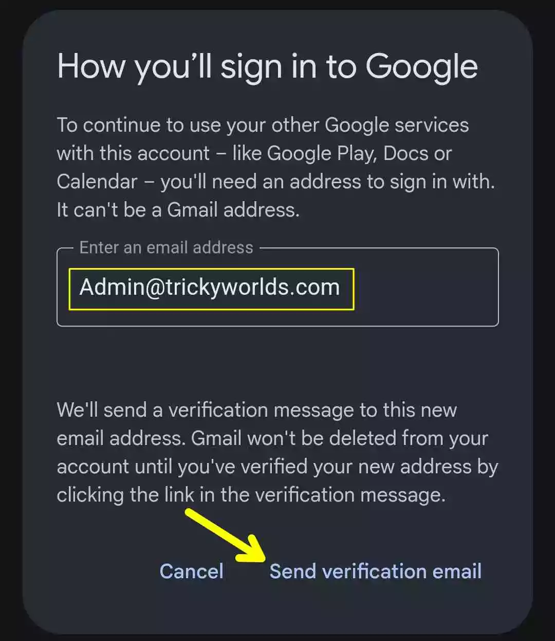 send verification email