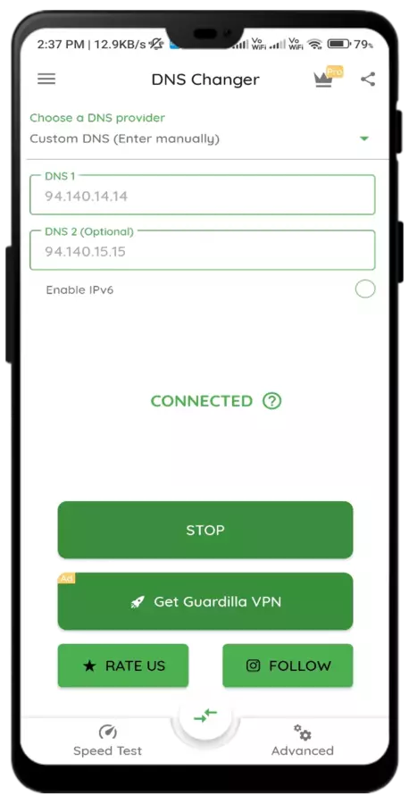 DNS Changer Successfully connected