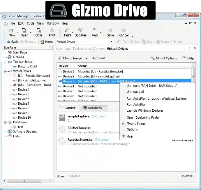 Gizmo Drive - Best ISO Mounter For Windows