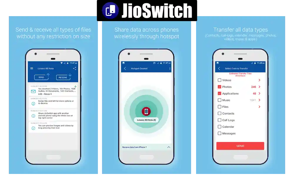 JioSwitch: file sharing app