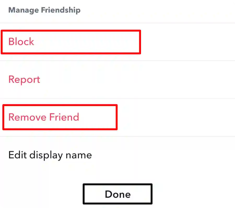 Remove Or Block Friend on snapchat