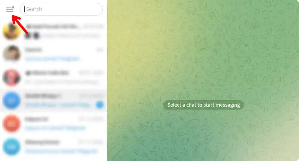 Telegram Desktop Hamburger Menu