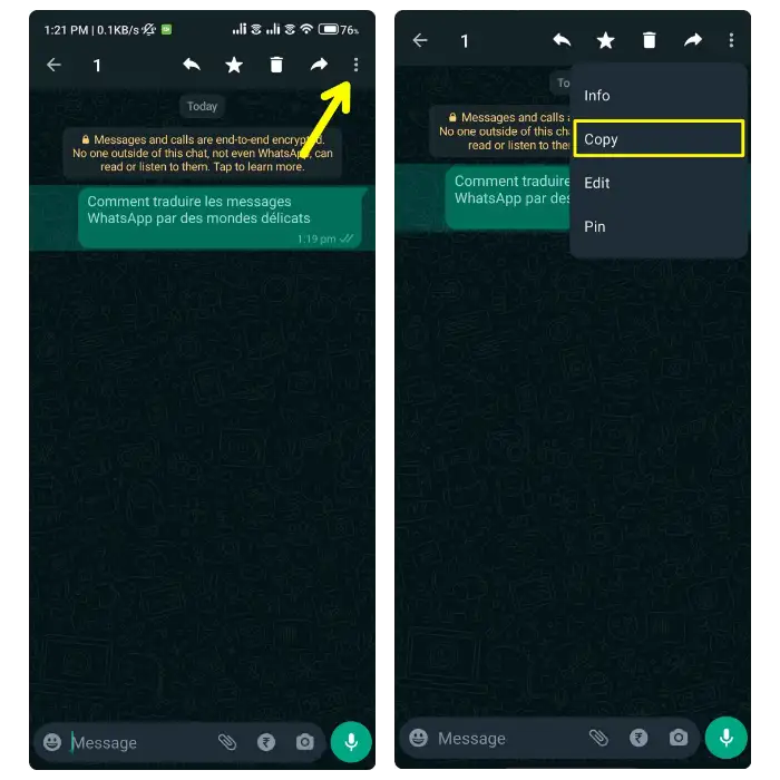 translate WhatsApp messages