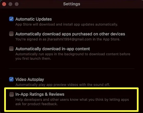 Turn Off App Rating Pop-ups on Mac