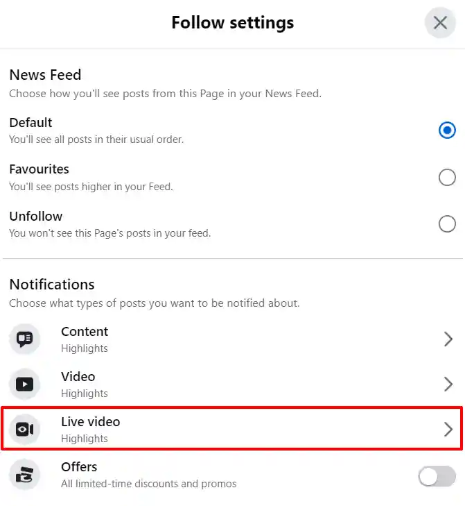 Live video setting