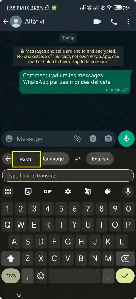 Paste the message that you want to translate