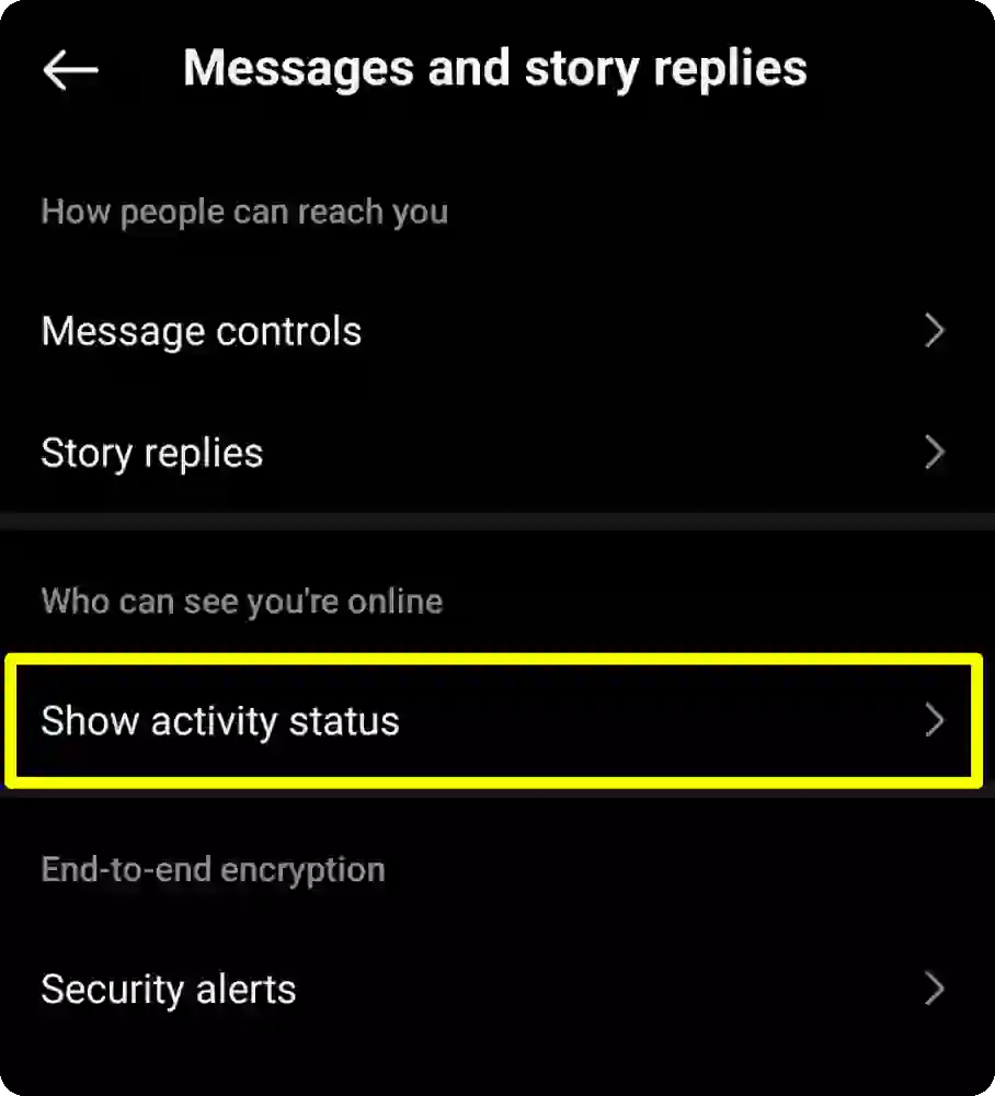 Show activity status instagram app