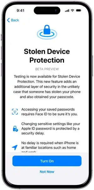 Apple iOS 17.3 update: stolen device feature