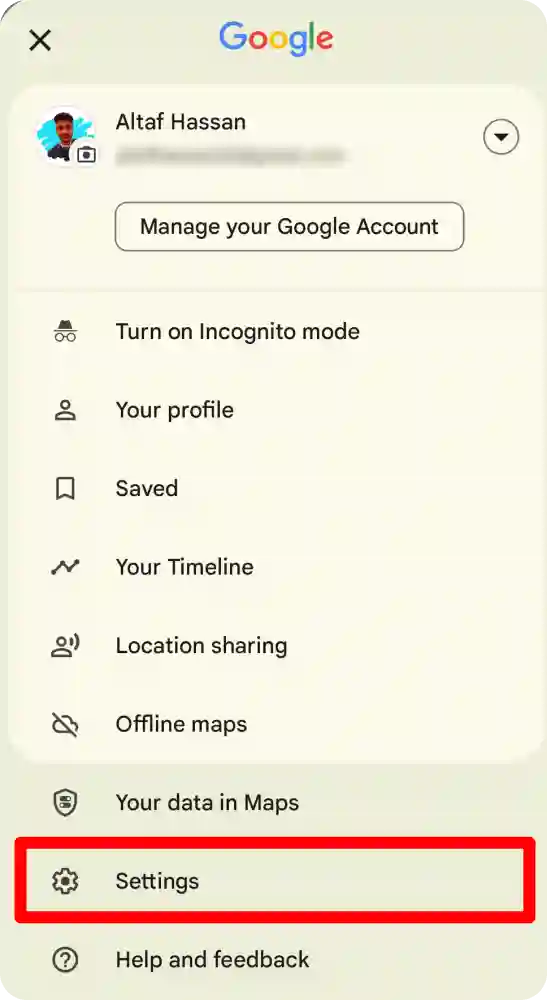 Google maps Setting 