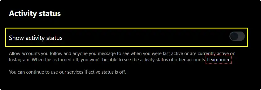 Toggle Off Active Status On Instagram