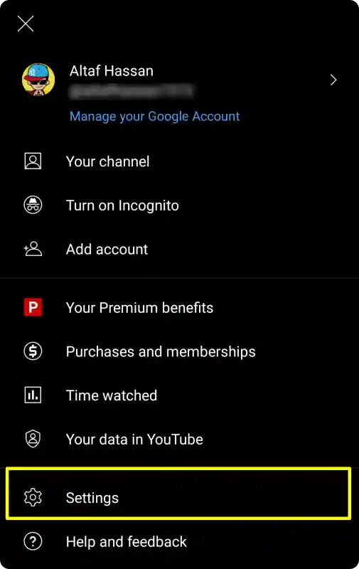 Youtube mobile setting