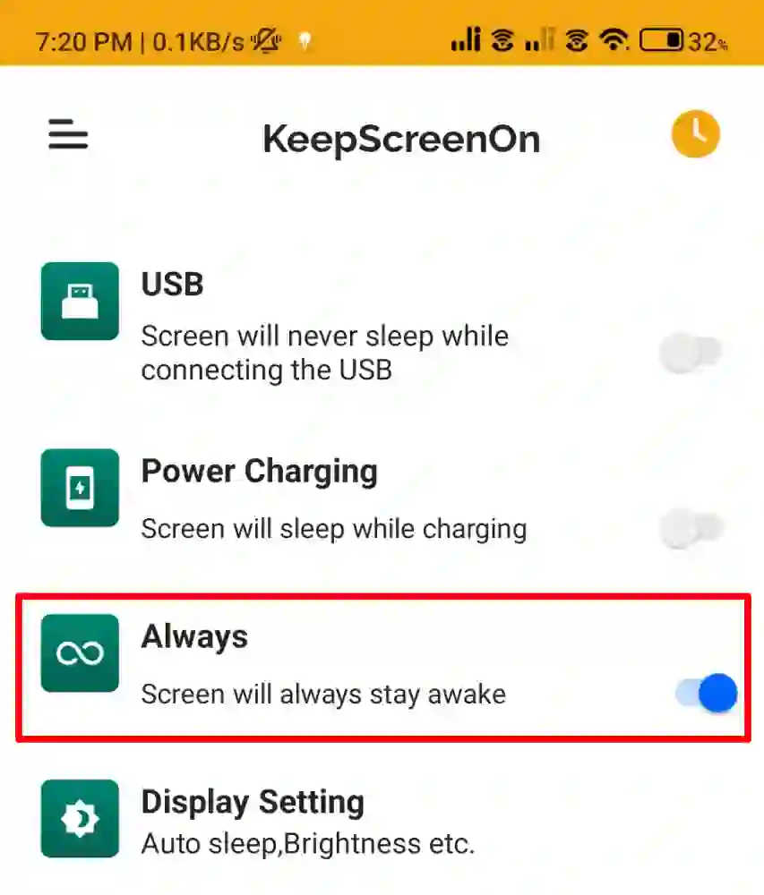 Stop Android Screen From Turning Off Automatically using third part app