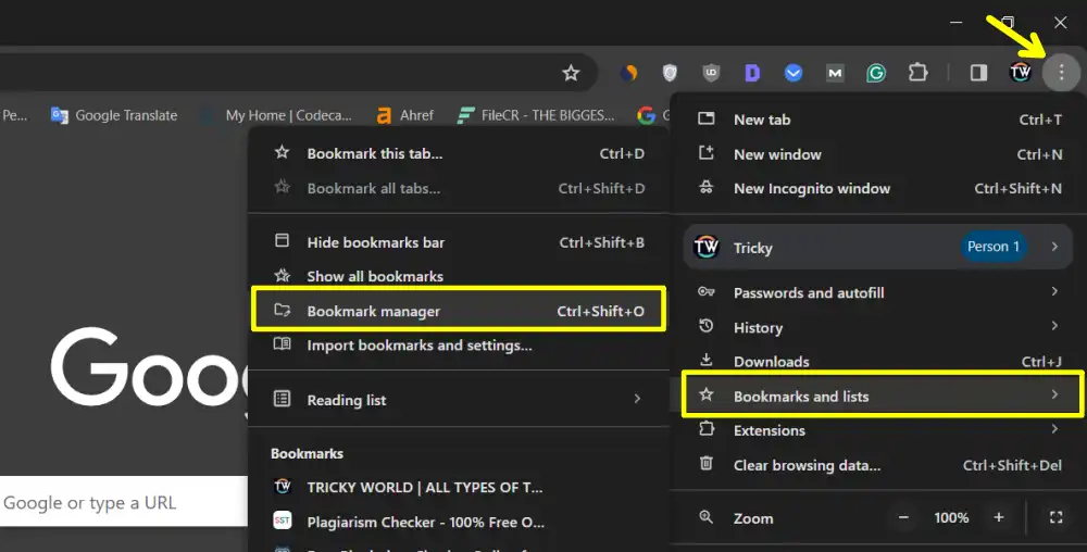 Bookmarks lists