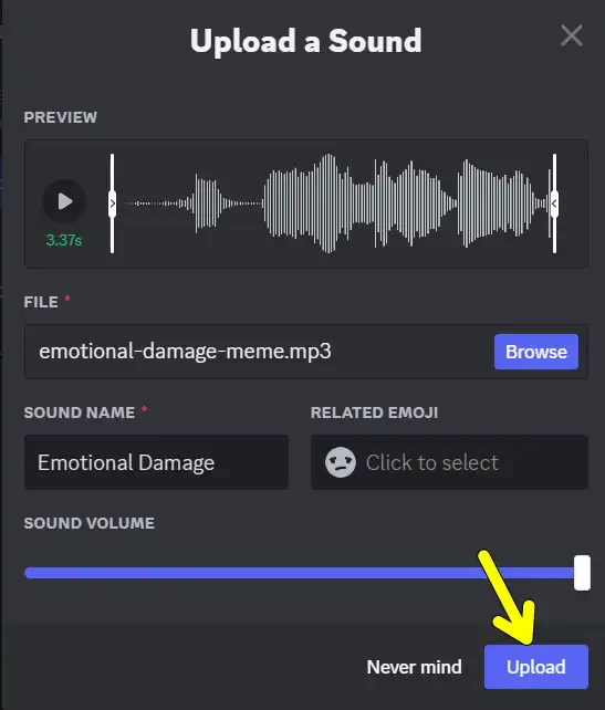 Upload a sound on soundboard