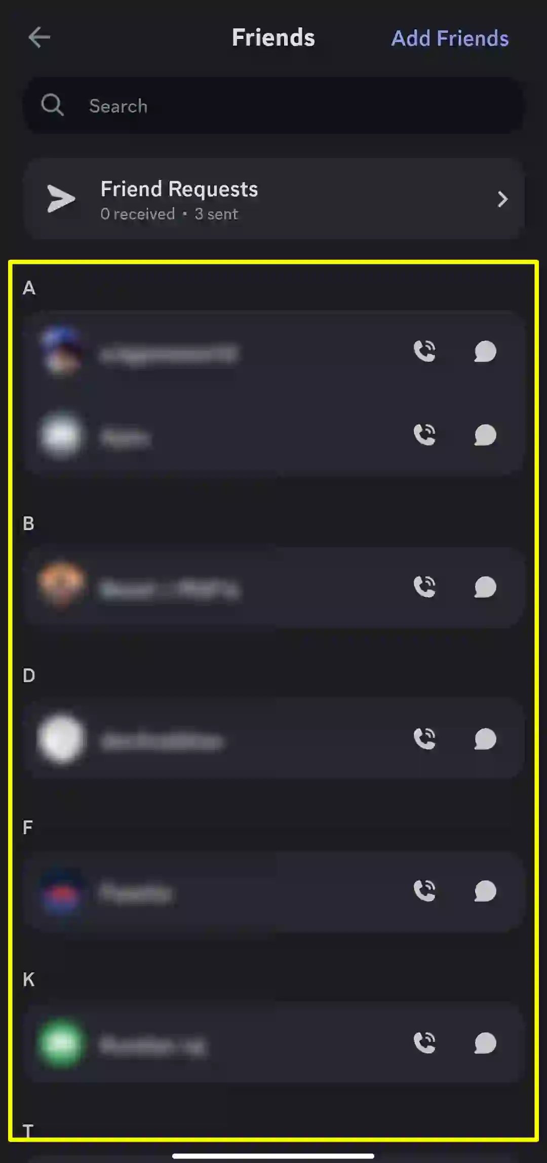 Friedn List Discord Mobile App