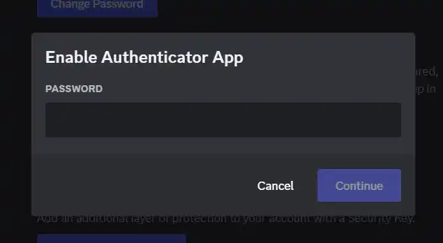 Enter the password to authenticate your account