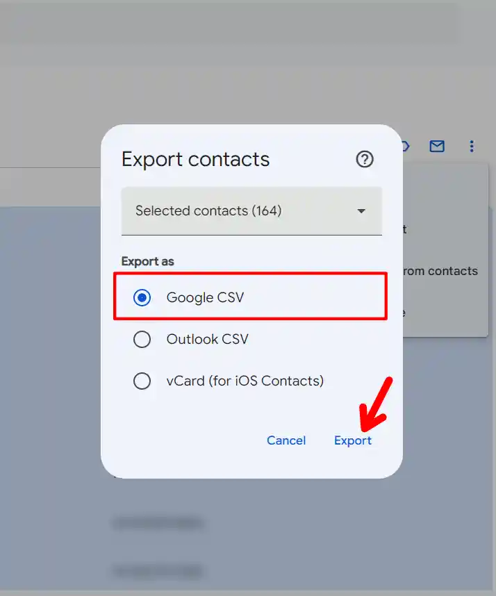 Export your contacts