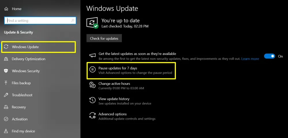 stop automatic updates on Windows 10