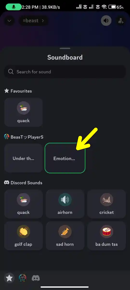 Play sound on soundboard