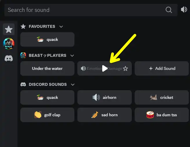 Play sound on Soundboard