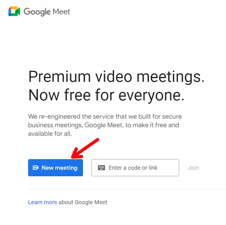 Click on start new metting on google meet website