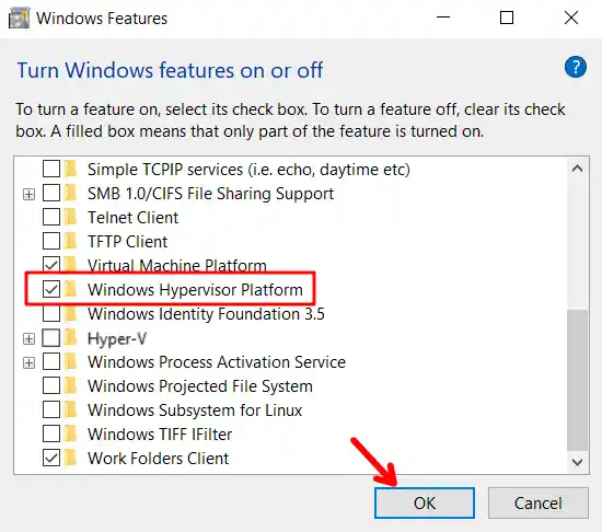 Disable Hyper-V on Windows using control panel