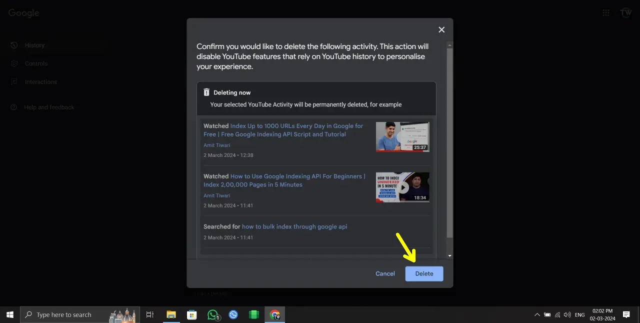 Delete YouTube Search and Watch History