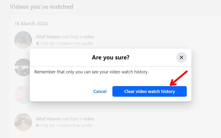Delete Facebook Video Watch History