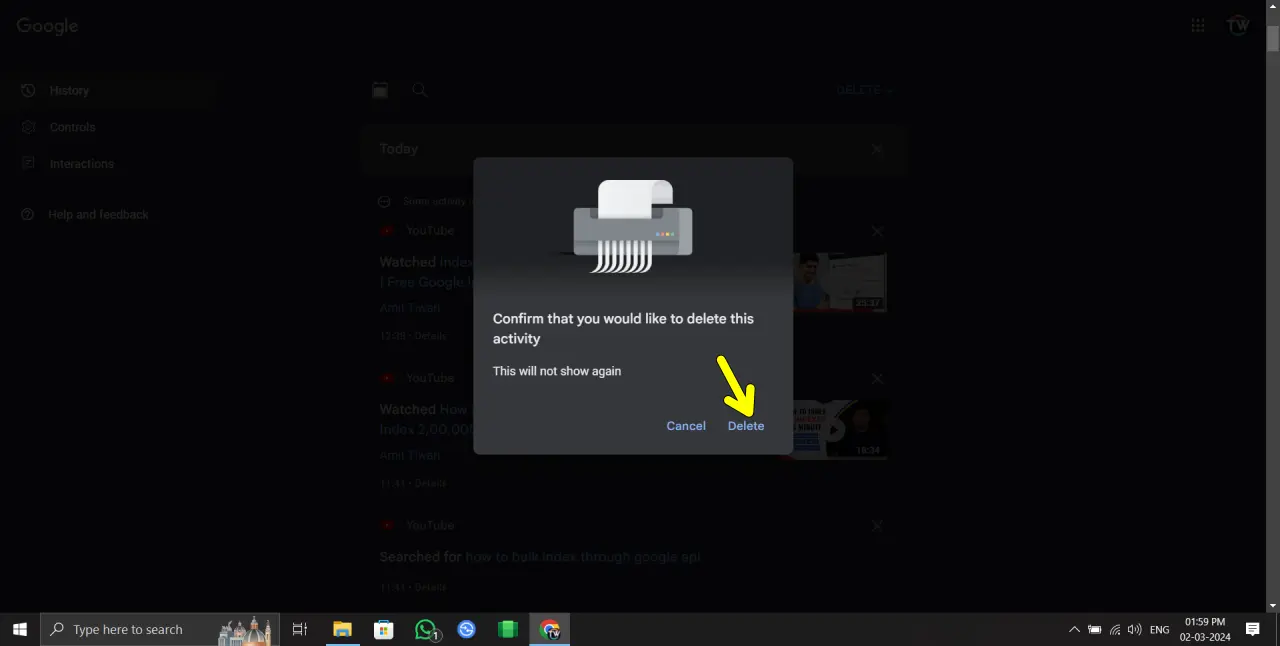 Delete YouTube Search and Watch History individually