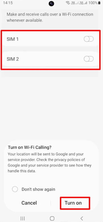 Enable Wi-Fi calling on samsung devices